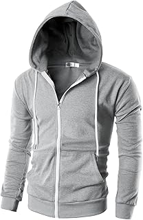 Ohoo Men's Zip Up Hoodie Lightweight Sweatshirt Full Zip Hooded Jacket