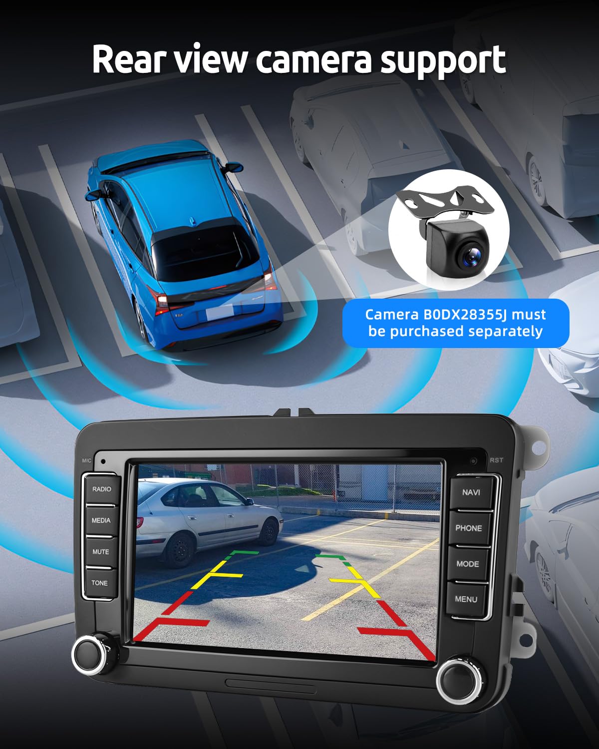 ESSGOO Android15 4+64G Wireless CarPlay Androidd Auto Autoradio Für VW Golf MK5 MK6 Polo Caddy Passat Seat RCD330,2 Din Bluetooth Radio mit 7 Zoll Touchscreen FM RDS GPS WiFi Navi
