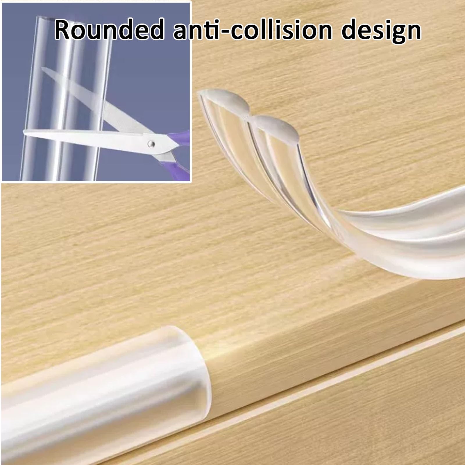 Tira Protectora de Bordes Transparente, Protectores para Muebles, Esquineros de Silicona Suave Y Gruesa para Paredes de Garaje Y Estanterías(2M/6.6FT)