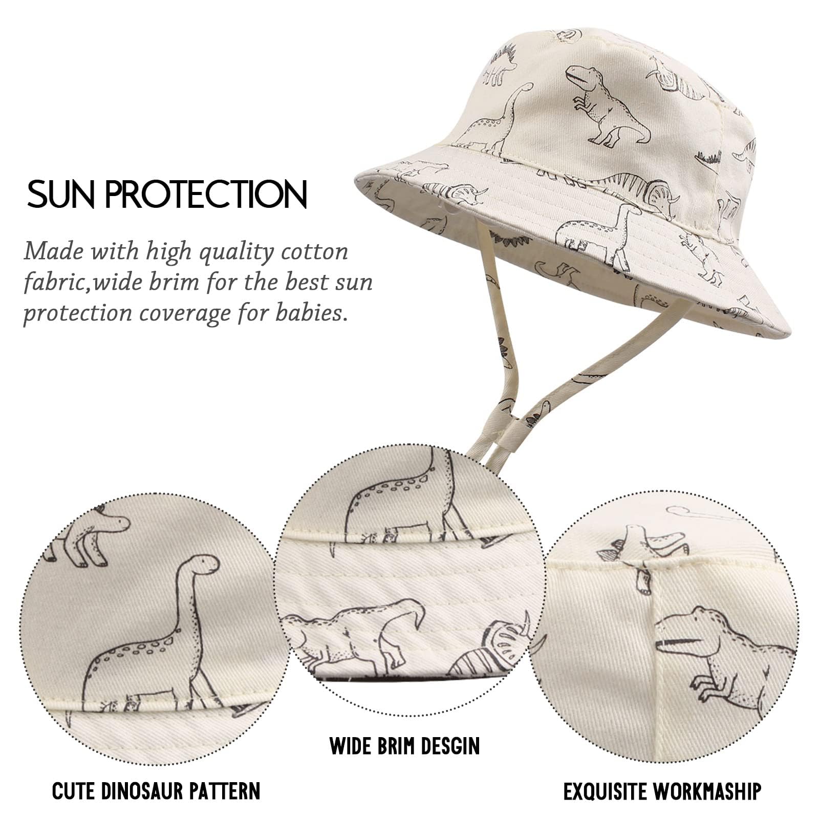 XIAOHAWANG Baby Boy Sun Hat Infant Toddler Dinosaur Bucket Hats Summer Baby Boys Beach Caps — view 5