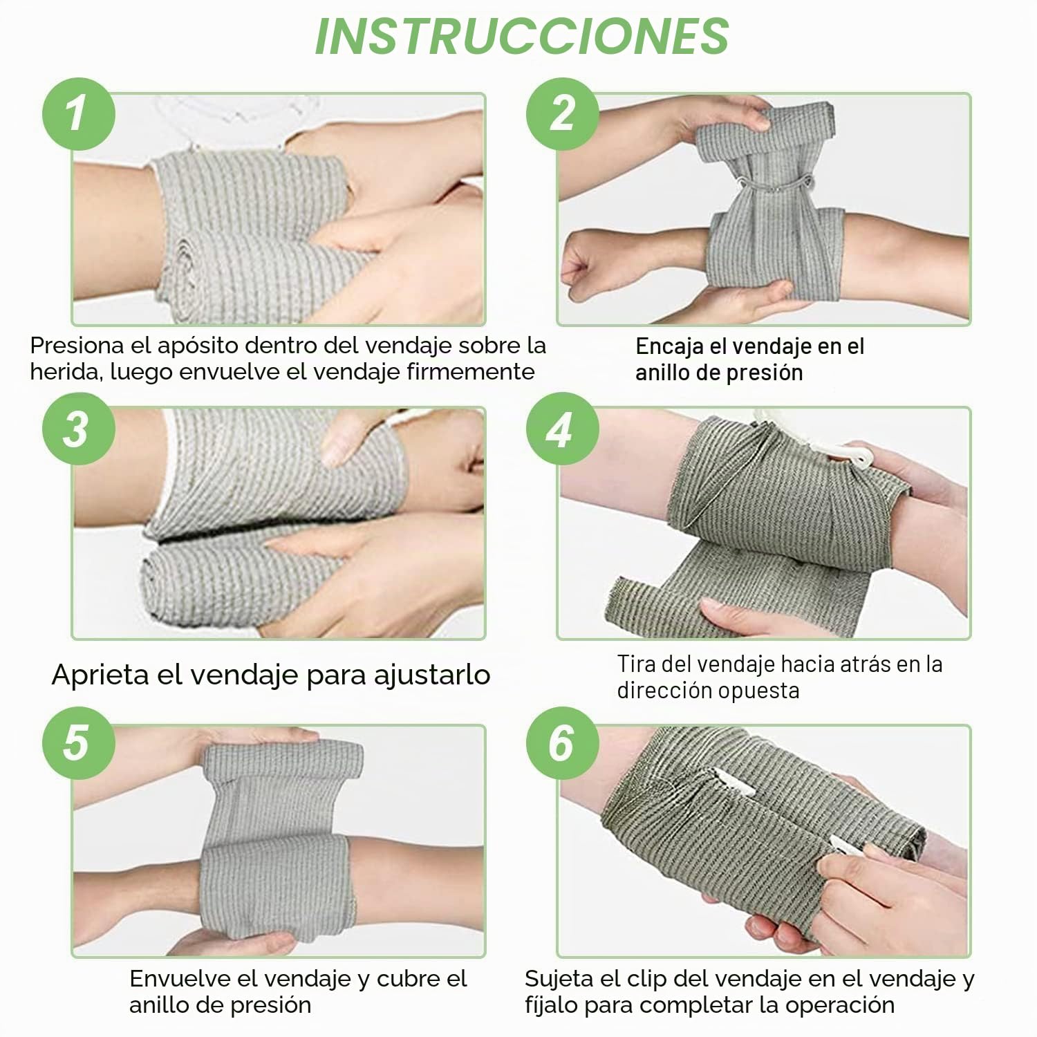 4 Piezas Vendaje Israelí, Vendaje de Emergencia de 6 Pulgadas, Israeli Vendaje Hemostático, Israel Vendaje, Vendaje de Emergencia para Exteriores, Color Gri