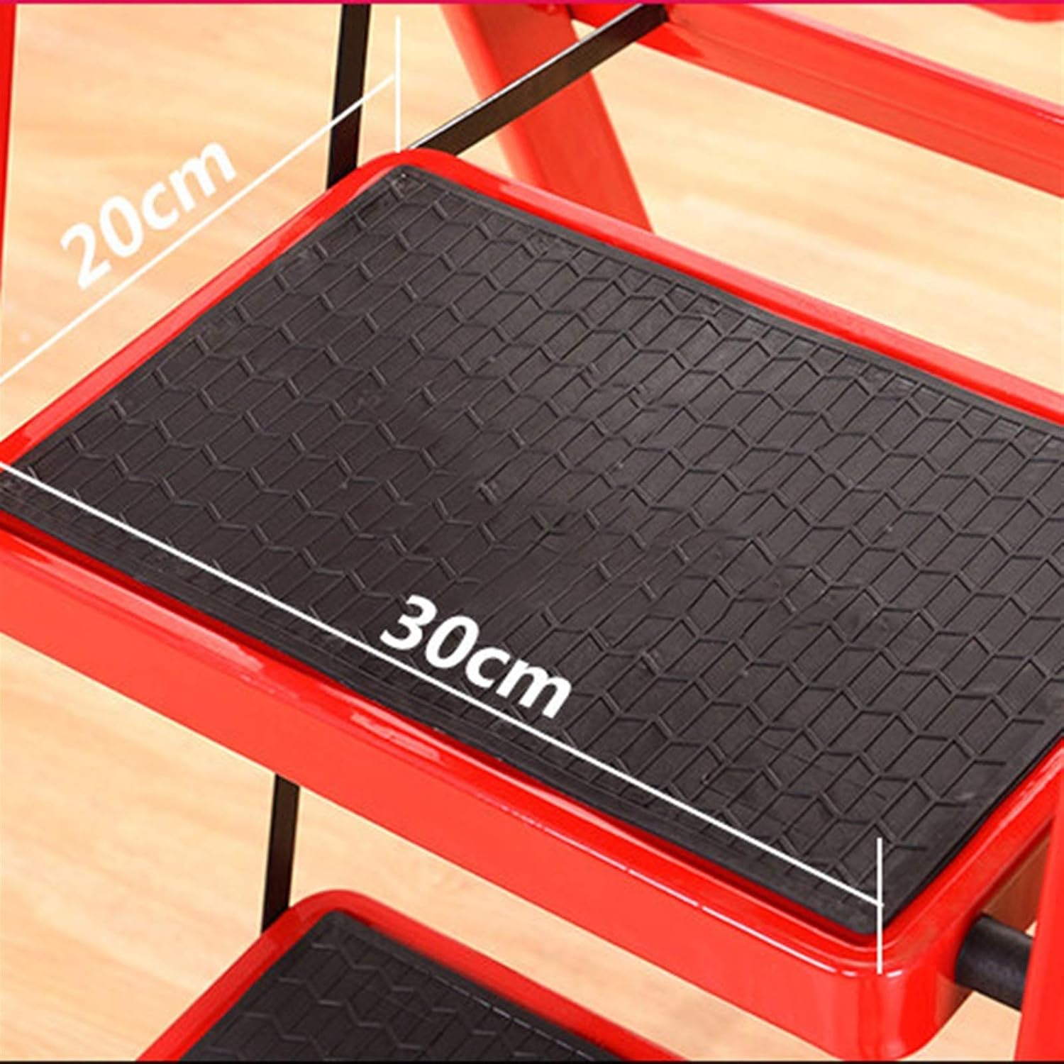 Step Stool Red Folding Steps, Home 4-5 Step Ladder Non-Slip Durable Stepladders Outdoor Multi-Purpose Ladders/50X86X164Cm