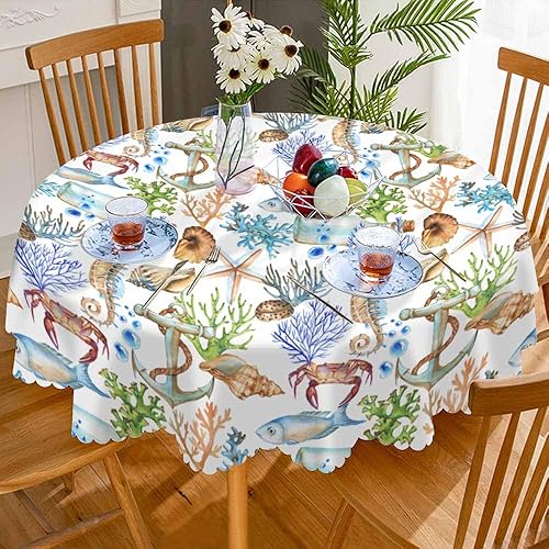 Miniatura 10 de AOYEGO Mantel redondo de encaje vintage dorado de 60 pulgadas, ramas florales, hojas, medieval, estilo real, acuarela viva, mantel de poliéster para