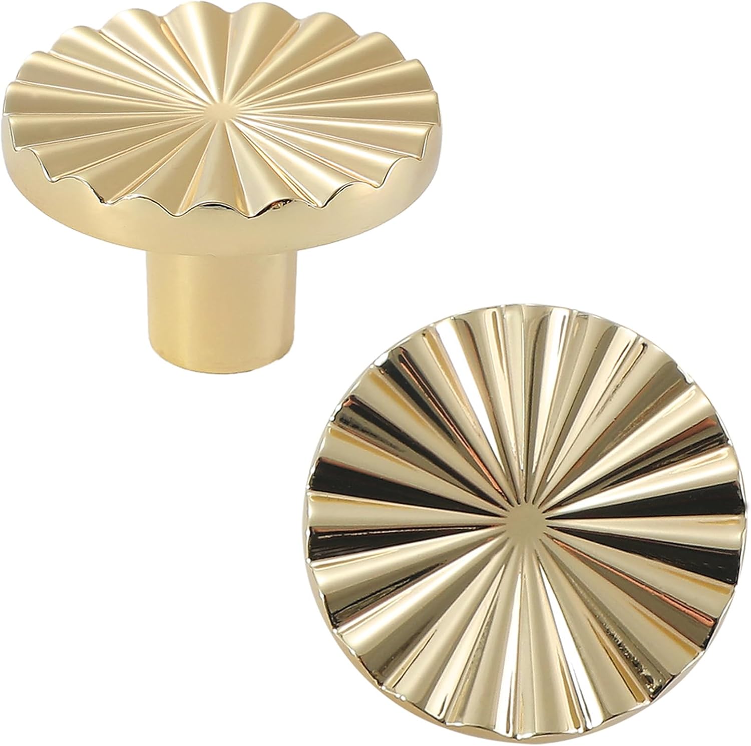 6 Pack Bright Gold Cabinet knobs Kitchen Cabinet Pulls with Vintage Cupboard Drawers Hardware Dresser Drawer Handles Kitchen Cabinet Handles (Single Hole, 6 Pack, Bright Gold)