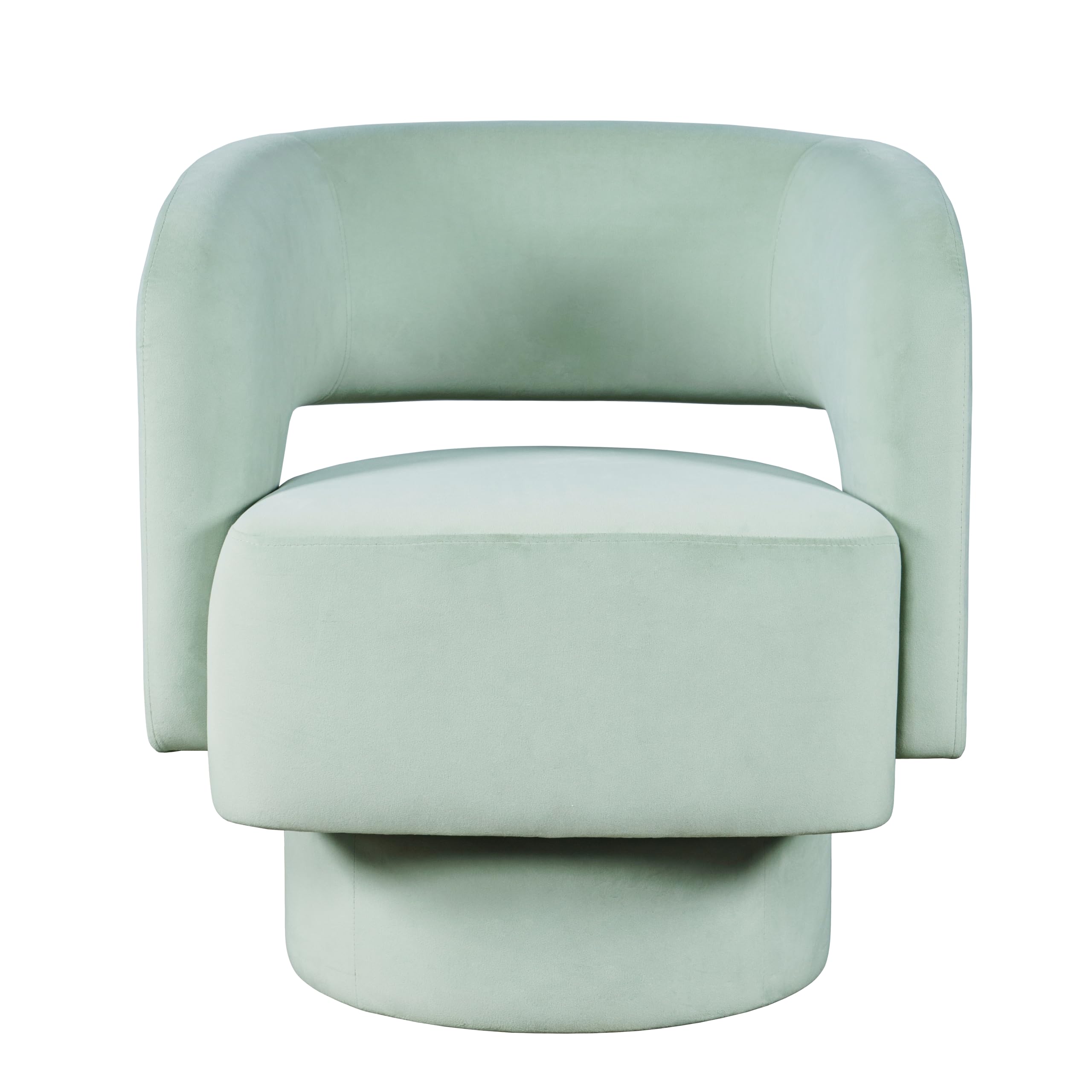 Jofran Sutton Mid-Century Modern Upholstered Split-Back Curved Sculpture Swivel Accent Chair,Mint