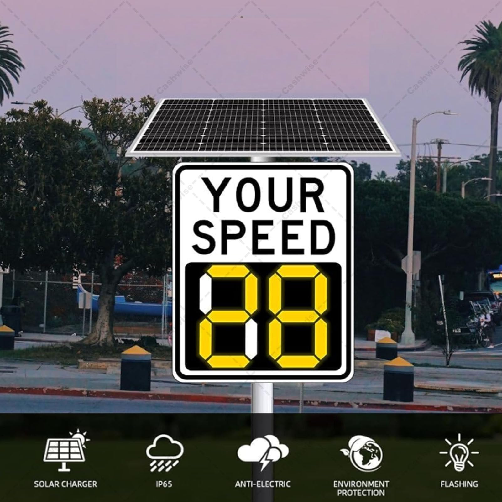 Señal de velocidad con radar solar para tráfico, pantalla LED inalámbrica con control remoto, alcance de detección de 200 metros, retroalimentación instantánea, resistente a la intemperie IP