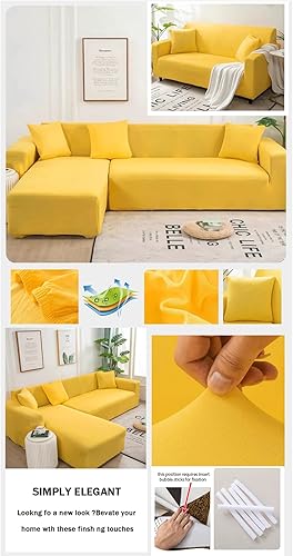 Miniatura 4 de Fundas de sofá para sala de estar, funda elástica para sofá de esquina sólida en forma de L, fundas protectoras de silla de 1234 plazas
