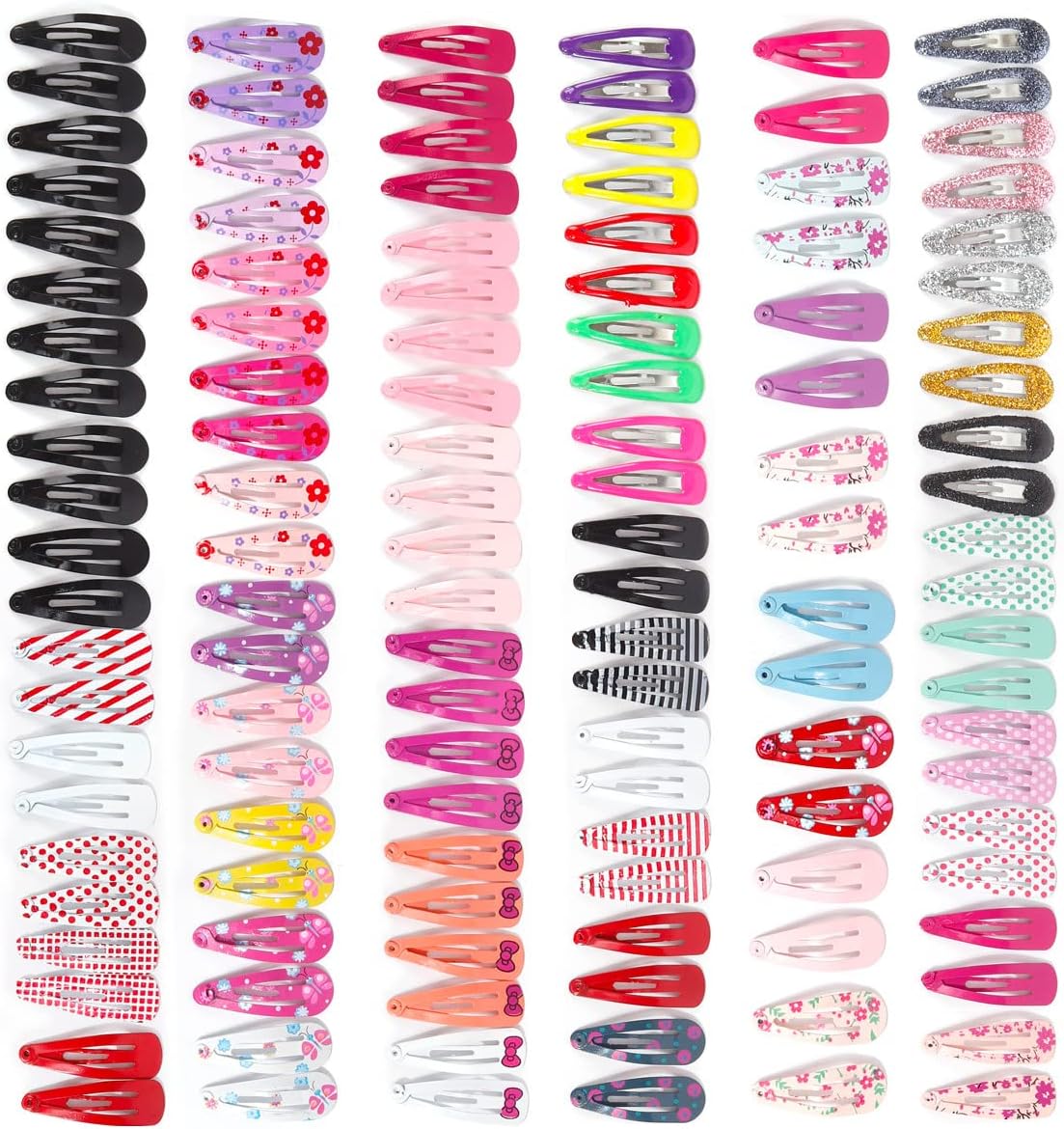124 Pcs Girls Hair Clips No Slip Metal Snap Hair Clips Hair Barrettes Fashion HairPins Headwear Hair Accessories Pattern Hair Clips for Girls and Women