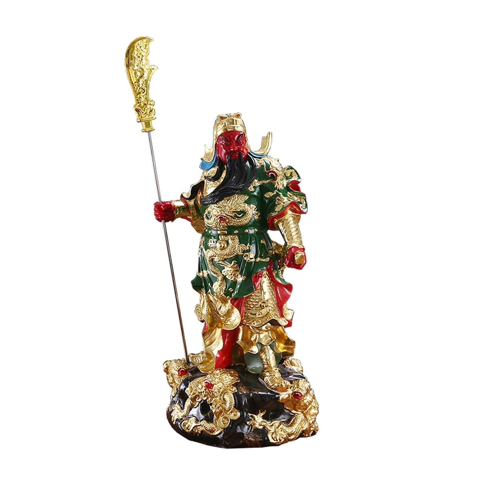 DALIZHAI777Feng Shui Decoration Chinese Feng Shui Guan Yun Chang Statue Green Robe/Red Robe God of Wealth Guan Gong Decoration 25.6-inch Feng Shui Decor Best Opening Gift Wealth Prosperity Statue