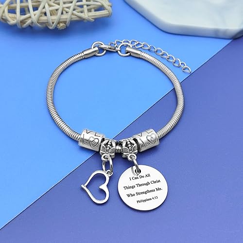 Miniatura 2 de DlaeKua Pulsera inspiradora con versículo bíblico para mujeres y hombres, filipenses 413, regalos religiosos cristianos, regalo de Navidad, regalos