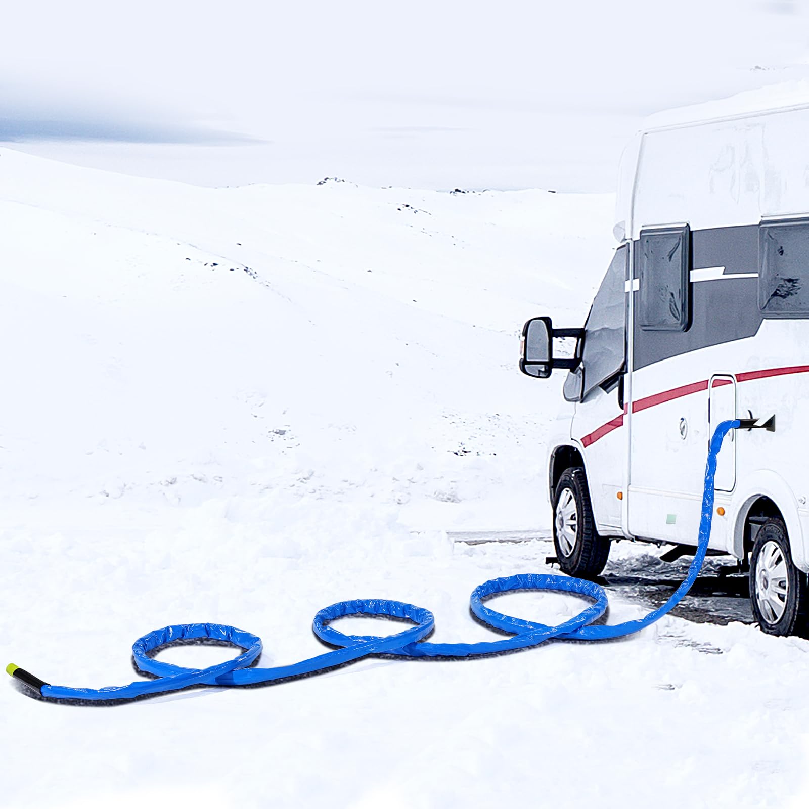 VEVOR Tuyau d'Eau Chauffant pour Camping-car 30,5 m, Tuyau d'Eau Potable Antigel jusqu'à -42,7 ℃, Autorégulation Automatique, Diamètre Intérieur de 16 mm avec Raccords Rapides, sans Plomb ni BPA