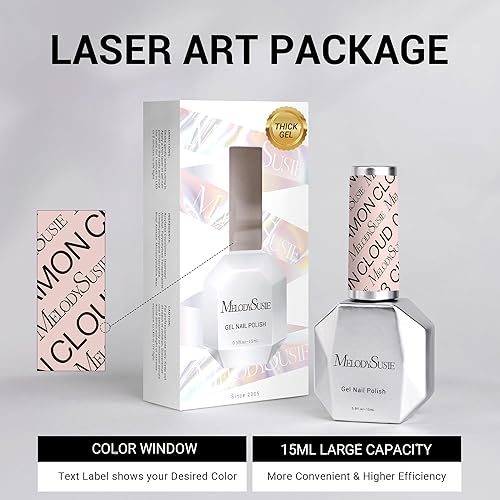 Miniatura 6 de MelodySusie Esmalte de uñas de gel grueso, 0.5 onzas líquidas, color rosa nude, para remojar UV LED, divertido esmalte de gel de conejo, regalo para