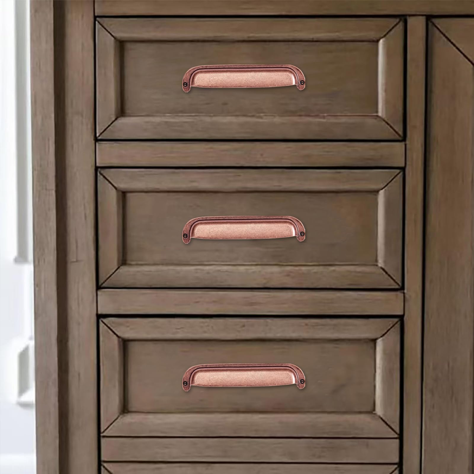 KHTUMEWARE-170354 Antique Copper Cabinet Pulls CTC 2-1/2 in (64 mm) 2-Pack in Antique Copper — KHTUMEWARE