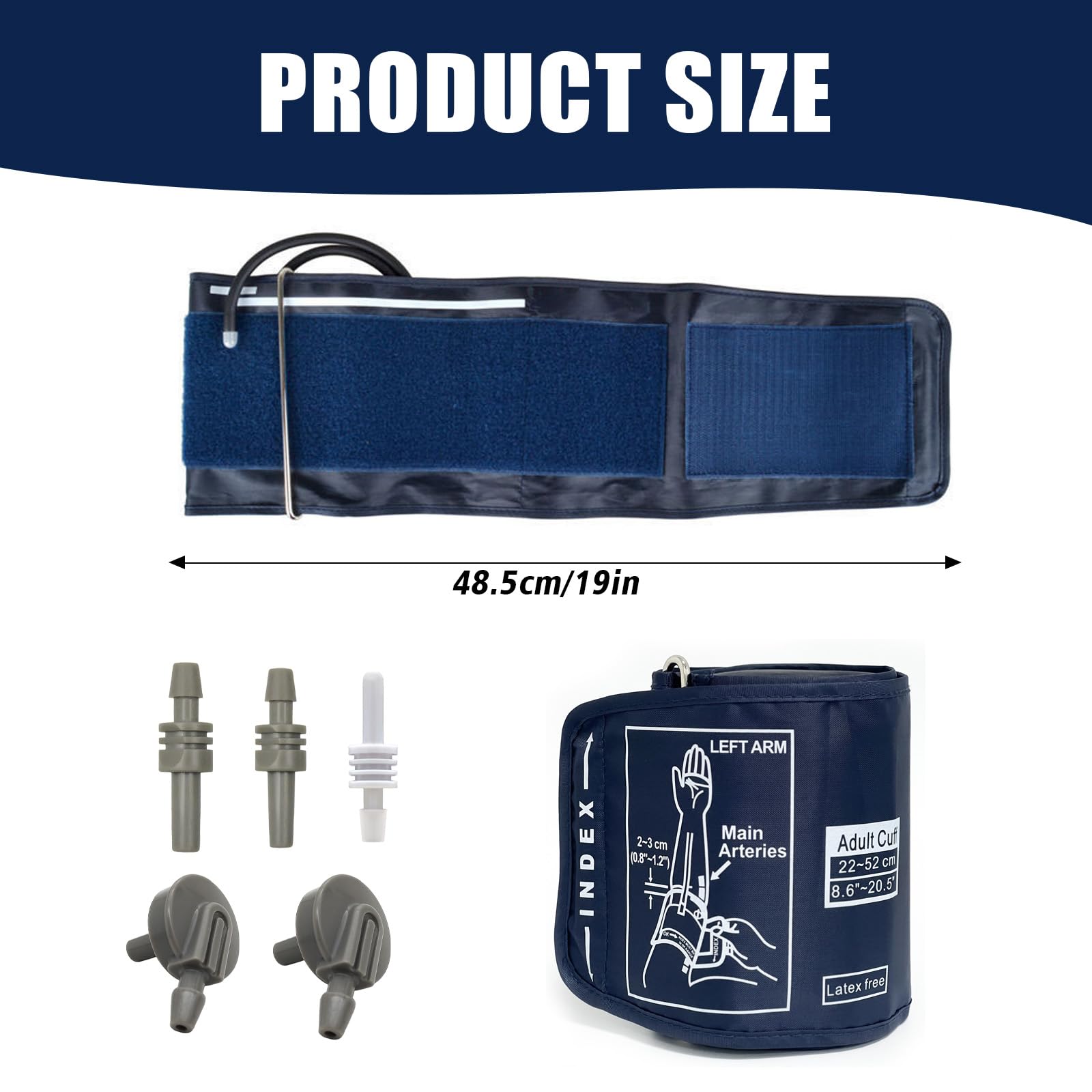 INBOLM Large Cuff Blood Pressure Monitor,Blood Pressure Monitors Large Cuff,Blood Pressure Monitors Extra Large Cuff,Extra Large Blood Pressure Cuff,22-52cm,Suitable for Adults,Includes 6 Connectors - Image 2