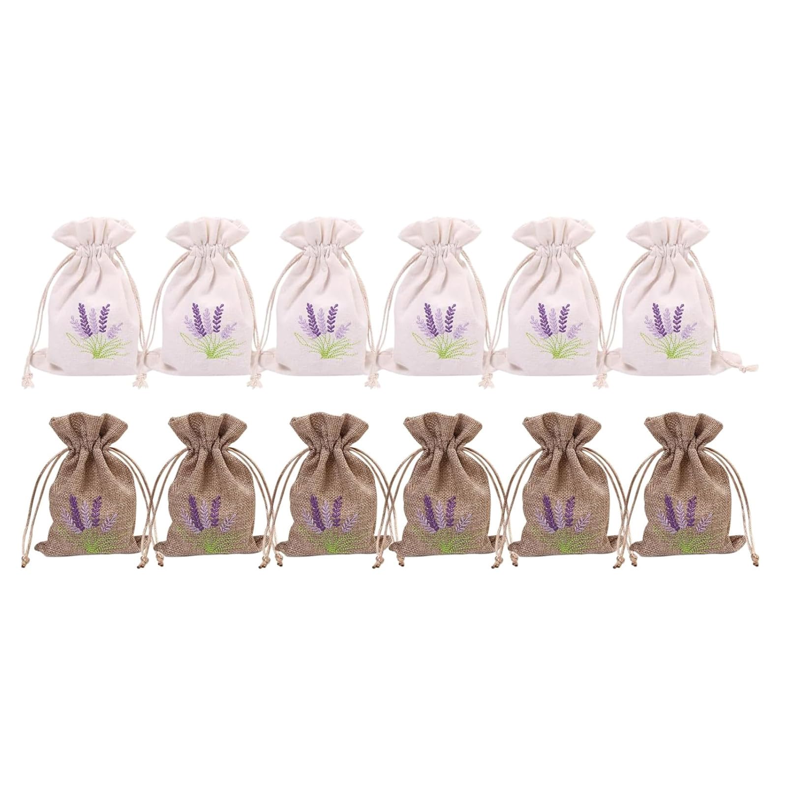 Set of 12 Cotton and Linen Scented Bags Lavenders Jutes Bags for Wedding Jewelry Storage