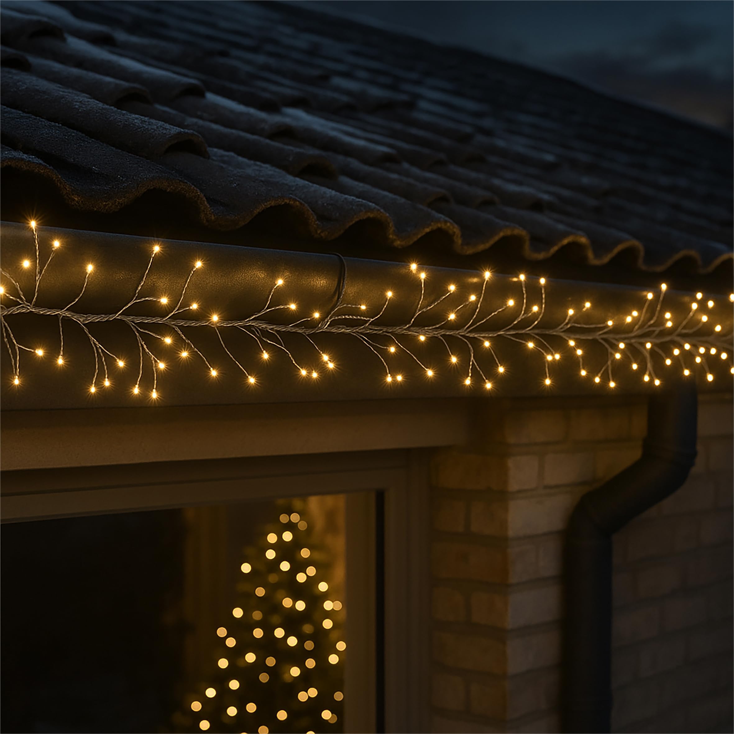 Xmas Haus Silver Wire Led Christmas Cluster Light, 1440 Warm White Led, Timer, 8 Modes, Psu, Indoor Or Outdoor Use, Festive Seasonal Decoration 18M