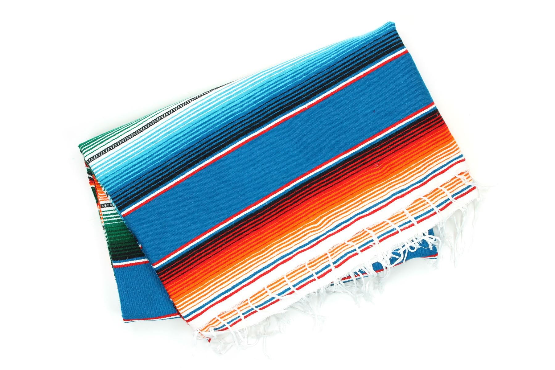LOUDelephant Handwoven Mexican Serape Large 200cm x 147cm - Teal