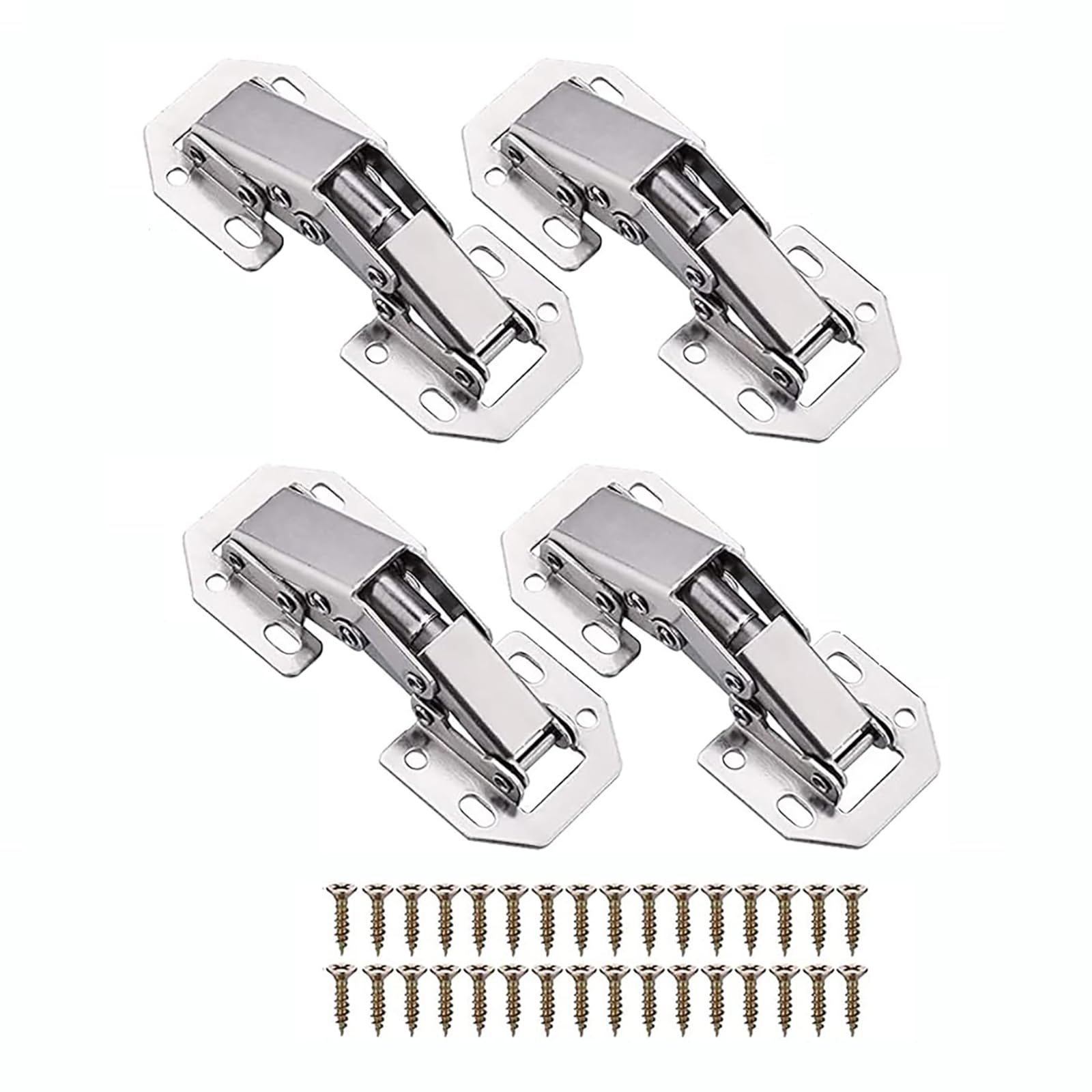 Bohaner 4Pcs Cabinet Hinges Set of 4 Hinges 104 x 43 mm Hidden Kitchen Door Hinge 90 Degree with Screws Soft Close Hinge for Kitchen Cupboard Doors