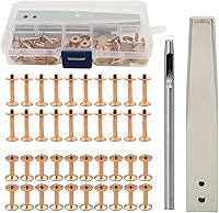 Vista 10 de QANYEGN Kit de 40 remaches de cobre, remaches de cobre con vidente de rebabas de acero inoxidable, juego de pch de cuero, cierre de remache