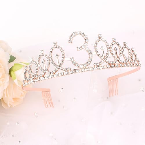 Miniatura 88 de CIEHER Juego de corona de cumpleaños 50 + banda de 50 y fabulosa banda + pin de perlas, tiara, regalos de 50, decoraciones para mujeres amigas