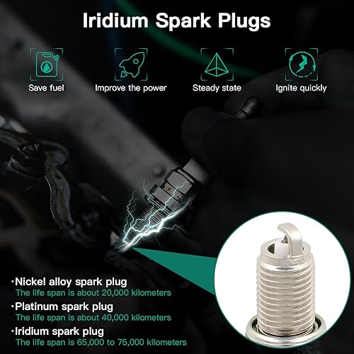 Miniatura 5 de SCITOO 8 bobinas de encendido con 8 bujías de iridio para Porsche 2003 2004 Cayenne V8 4.5L UF-563 5C1438 E1013