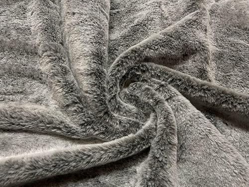 Luxury Short Plush Super Soft Faux Fur Fabric Material Black Frost 1MTR