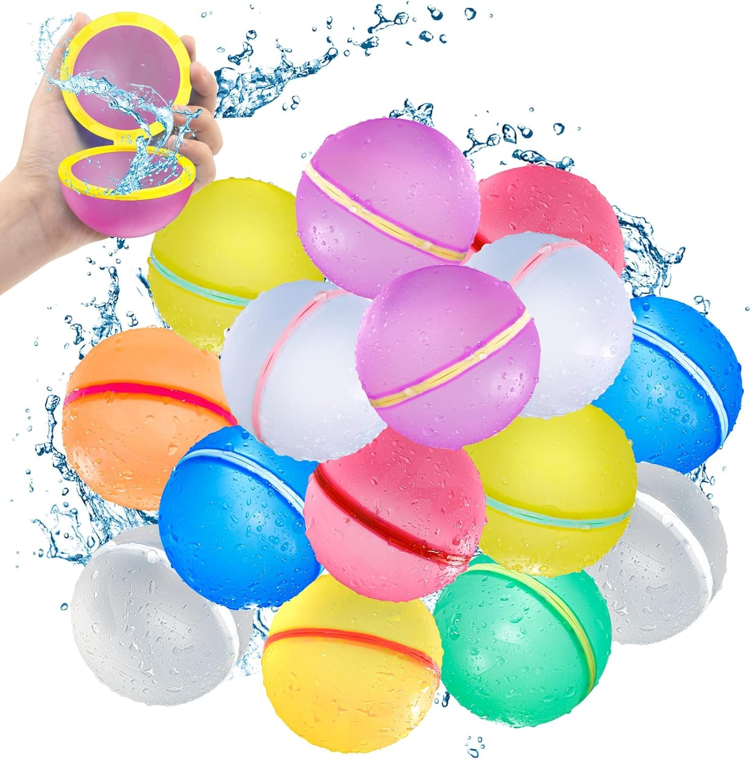 18Pack Reusable Water Balloons for Kids Magnetic Self-Sealing Quick Fill Water Balloons,Water Bomb for Summer Garden Pool Beach Outdoor Toys Fun Party Games Water Toys for Kids Adults
