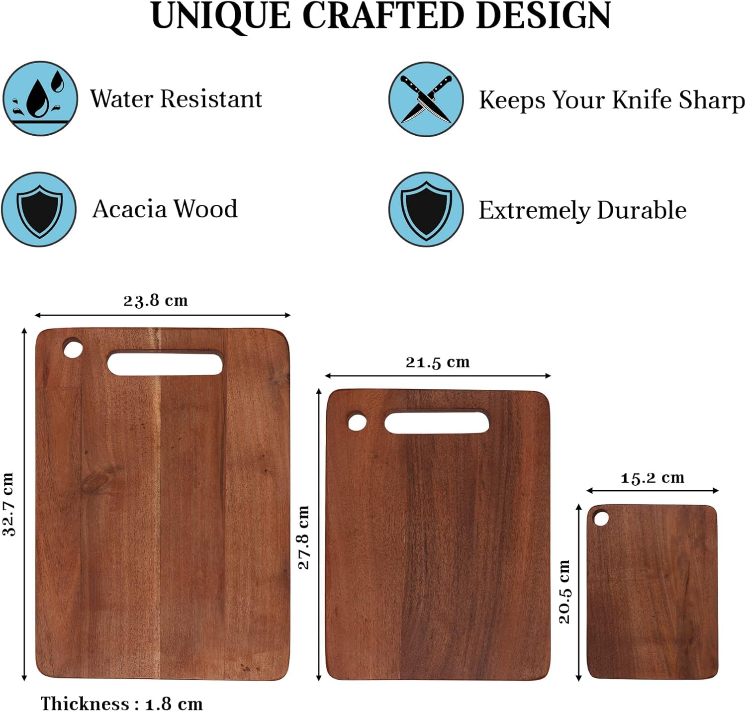 Tabla de cortar (12 x 9 pulgadas) de madera de acacia no vegetal para picadora de cocina (1)