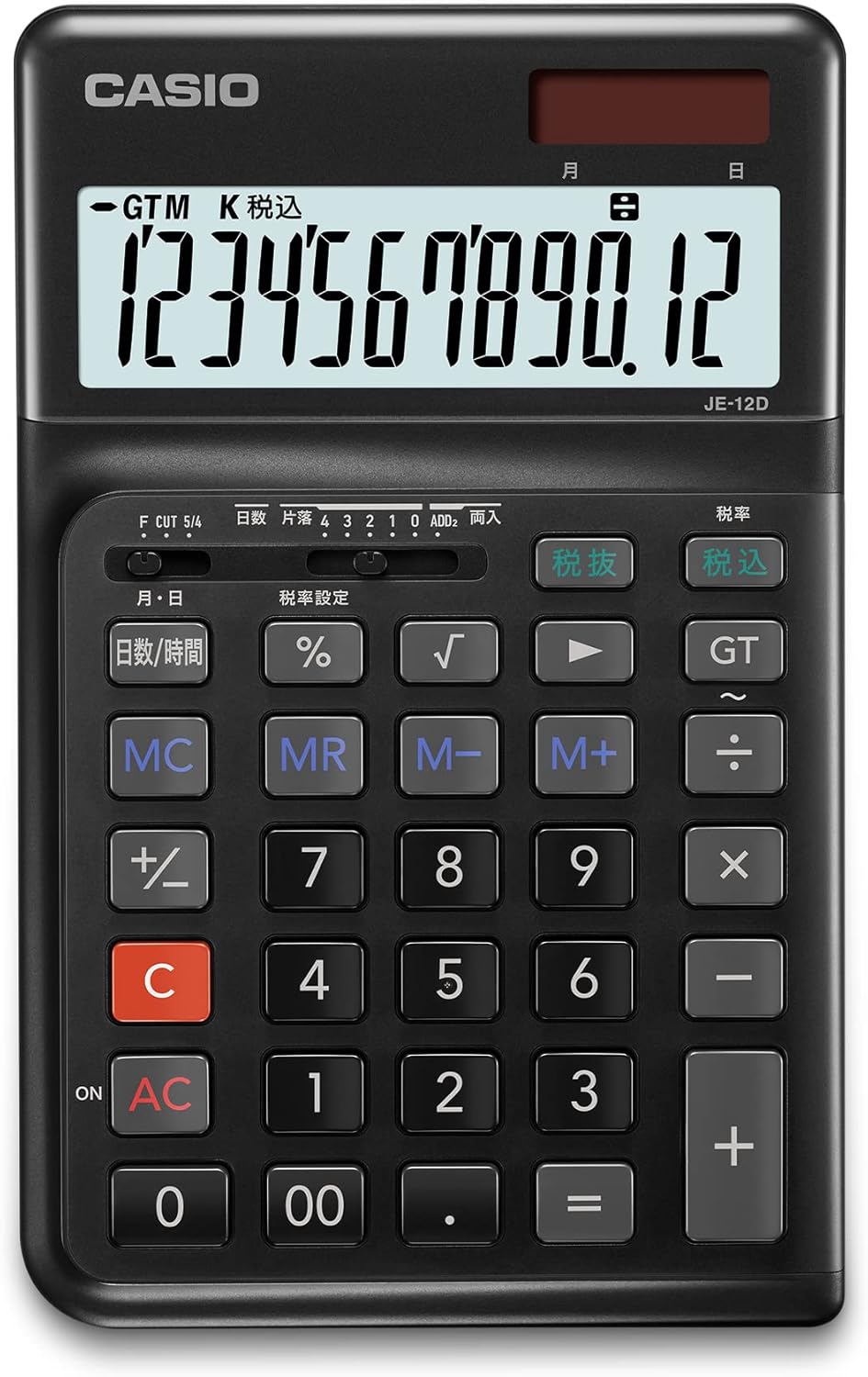 カシオ 人間工学電卓 12桁 日数&時間計算機能 ジャストタイプ ブラック JE-12D-BK-N エコマーク認定 Amazon | カシオ 人間工学 電卓 12桁 日数&時間計算機能 ジャストタイプ ブラック JE-12D-BK-N エコマーク認定 | ビジネス電卓 | 文房具・オフィス用品