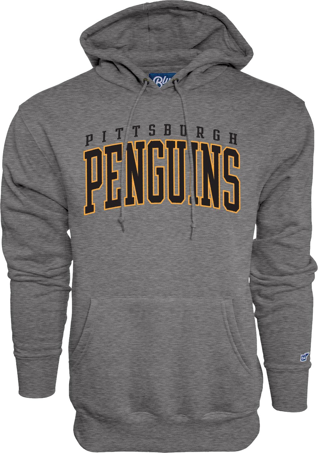 Blue 84 NHL Officially Licensed Hooded Sweatshirt Twill Embroidery Arch Graphite