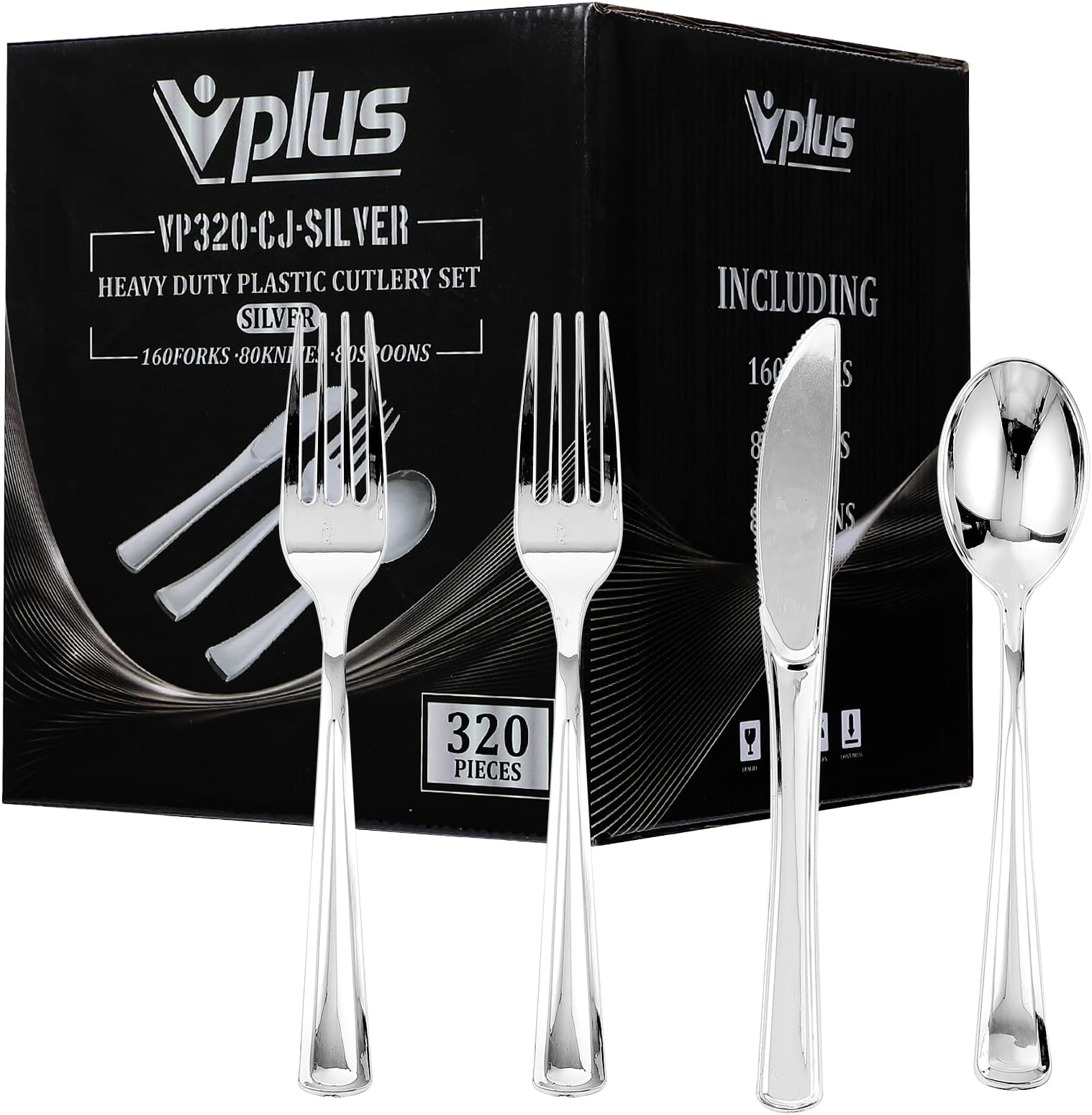 200 Silver Plastic Silverware Set Silver Plastic Cutlery