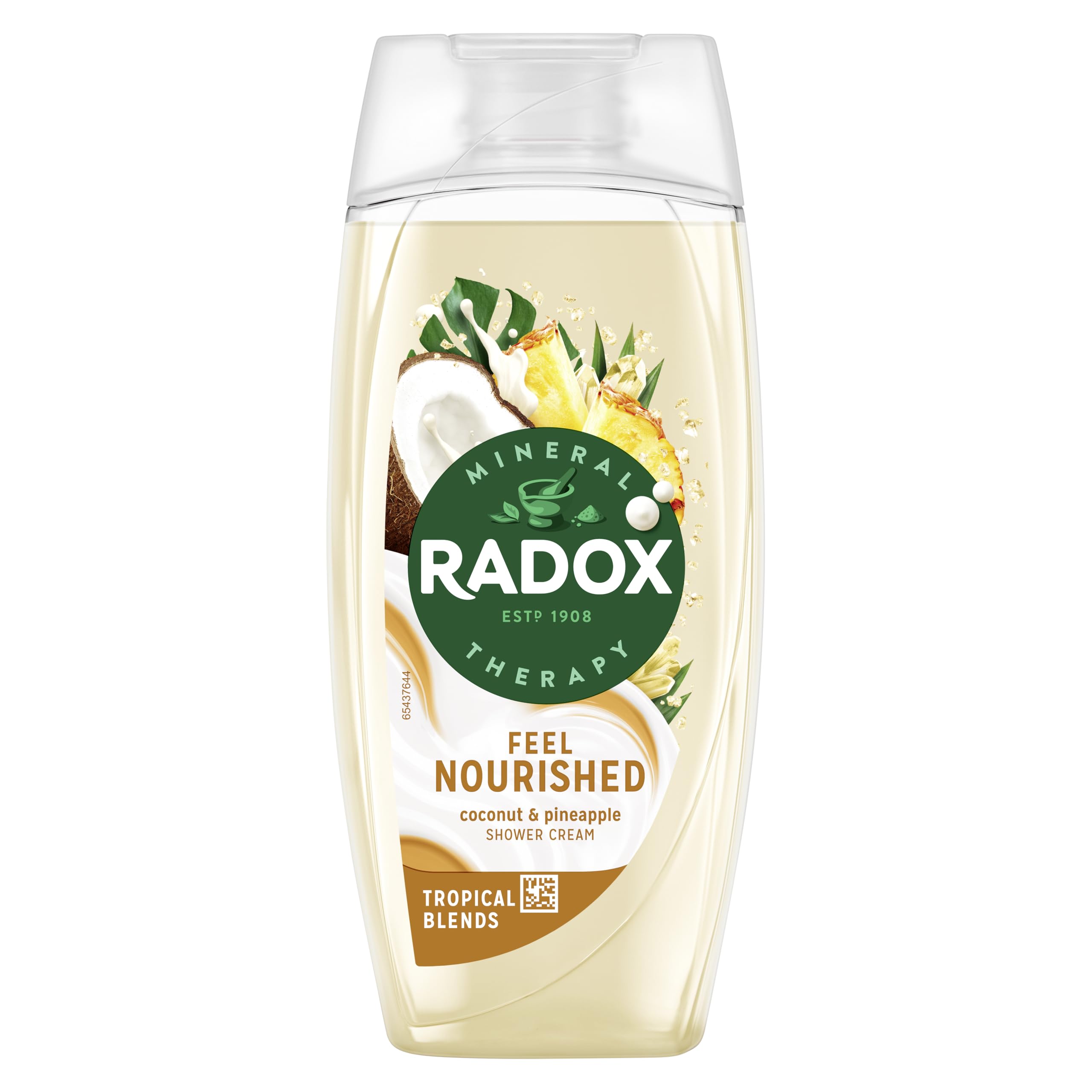 Radox Mineral Therapy Feel Nourished Shower Cream Body Wash uniquely blended with minerals, herbs and a coconut & pineapple scent for a mood-boosting experience 225 ml
