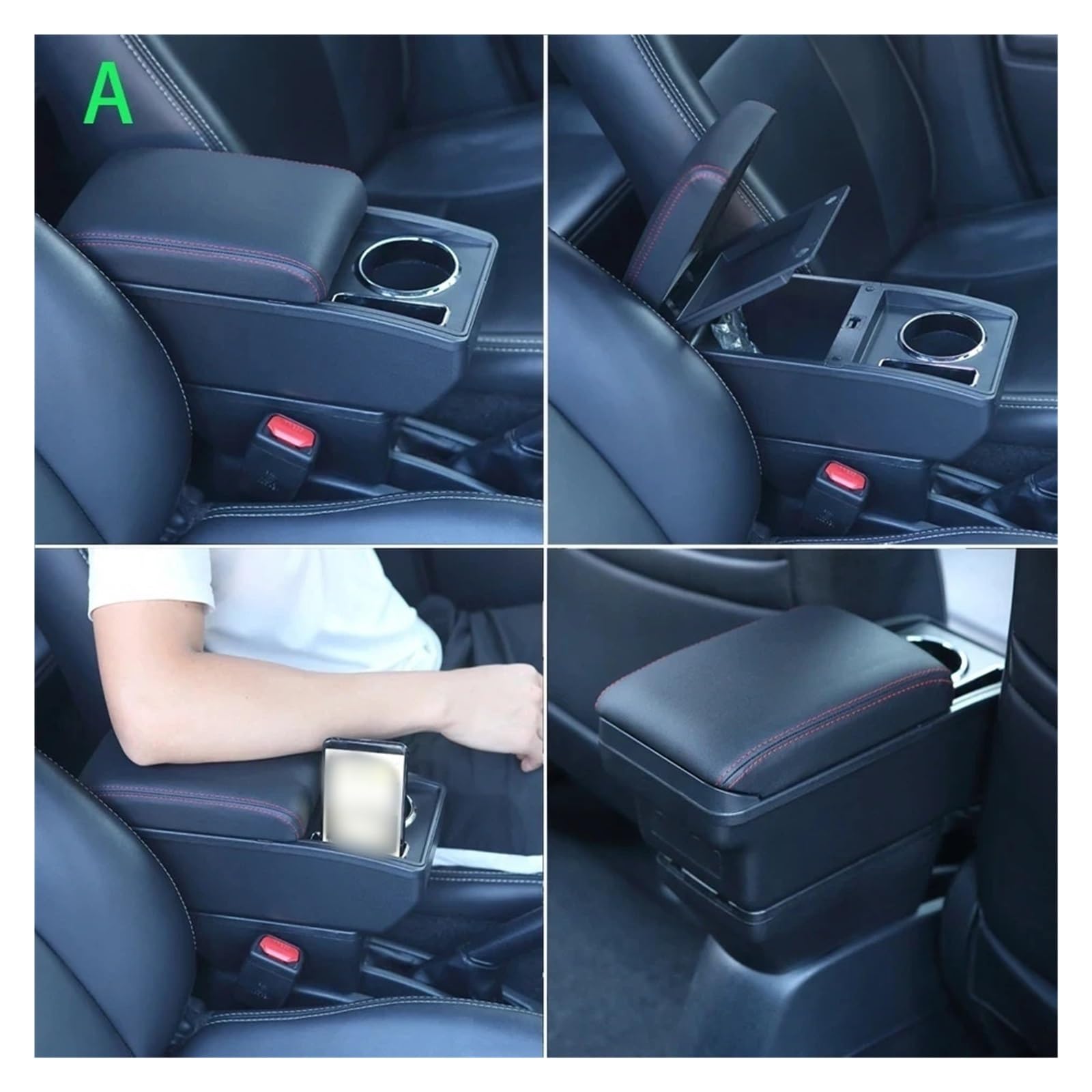 Caja almacenamiento para consola central coche Reposabrazos Universal Para Coche, Caja De Modelo, Almacenamiento Central, Portavasos Dedicado, Piezas Reacondicionamiento(C3 White Line 6USB)