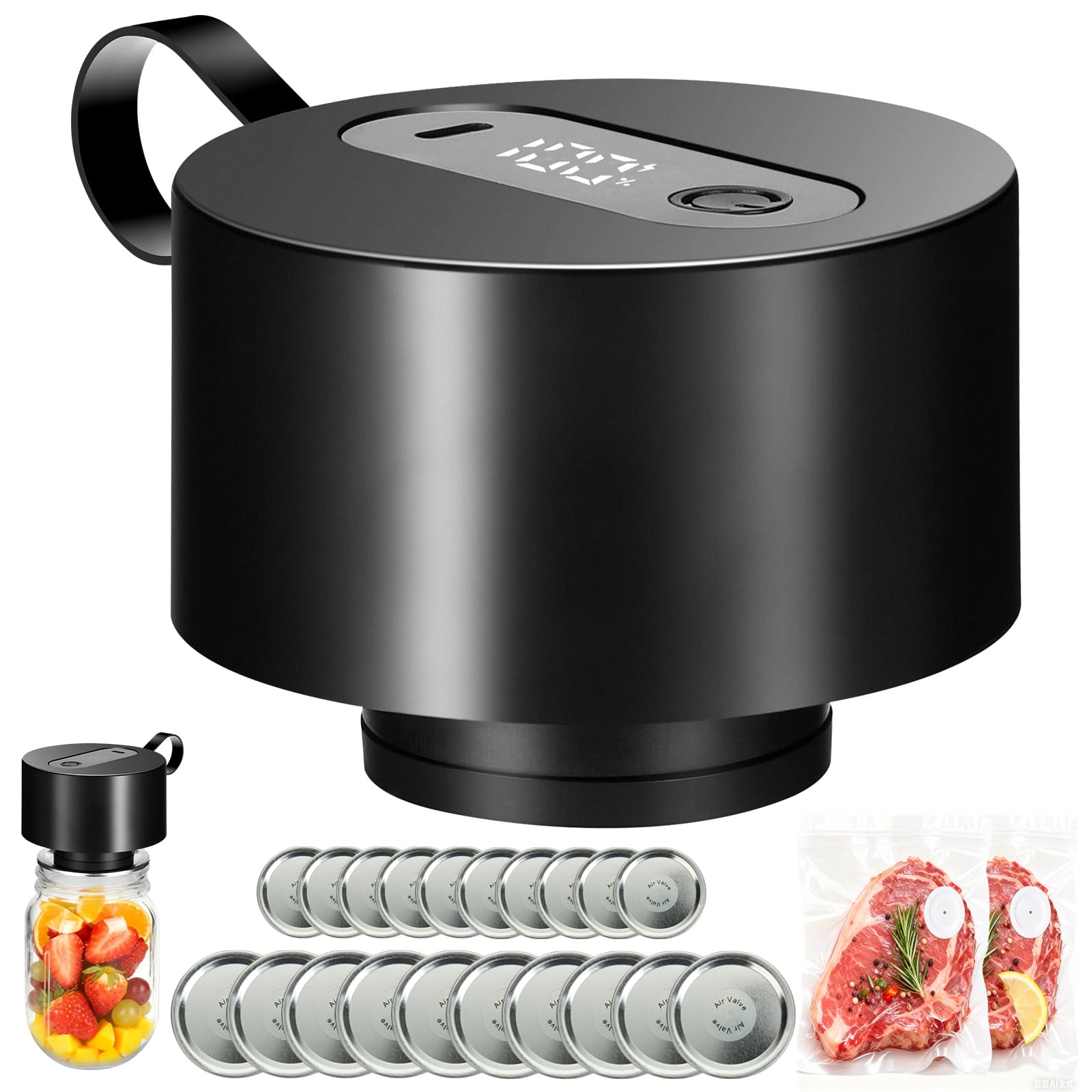 Mason Jar Vacuum Sealer Kit: 2026 Upgraded Portable Electric Vacuum Sealer Kit - Fits Wide Regular Mouth Mason Jar & Seal Bags - Food Storage for Home