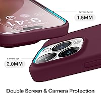 Vista 4 de GONEZ Funda para iPhone 14 Pro, compatible con Magsafe, con protector de pantalla + protector de lente de cámara, forro de microfibra suave Rojo vino