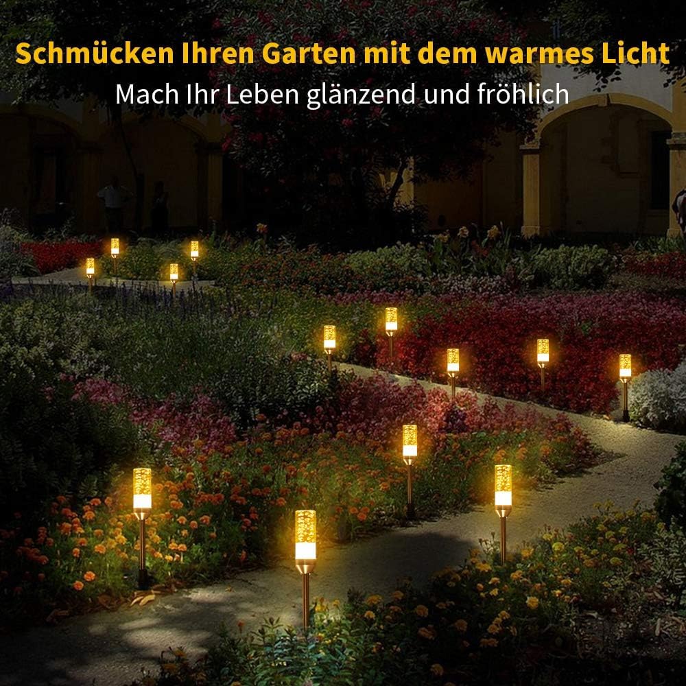 ECOWHO 6er Set Warmweiß LED Gartenleuchtung mit Erdspieß IP65 Wasserdicht Gartenstrahler mit Strom, Erweiterbar Gartenleuchte mit Kabel, Gartenlampe außen für Outdoor Garten Rasen Hof