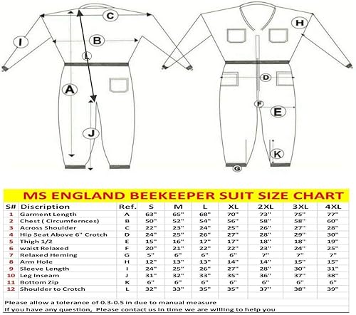 Miniatura 2 de MS Traje de abeja traje de apicultor de algodón con un par de guantes traje de apicultura con velo de esgrima