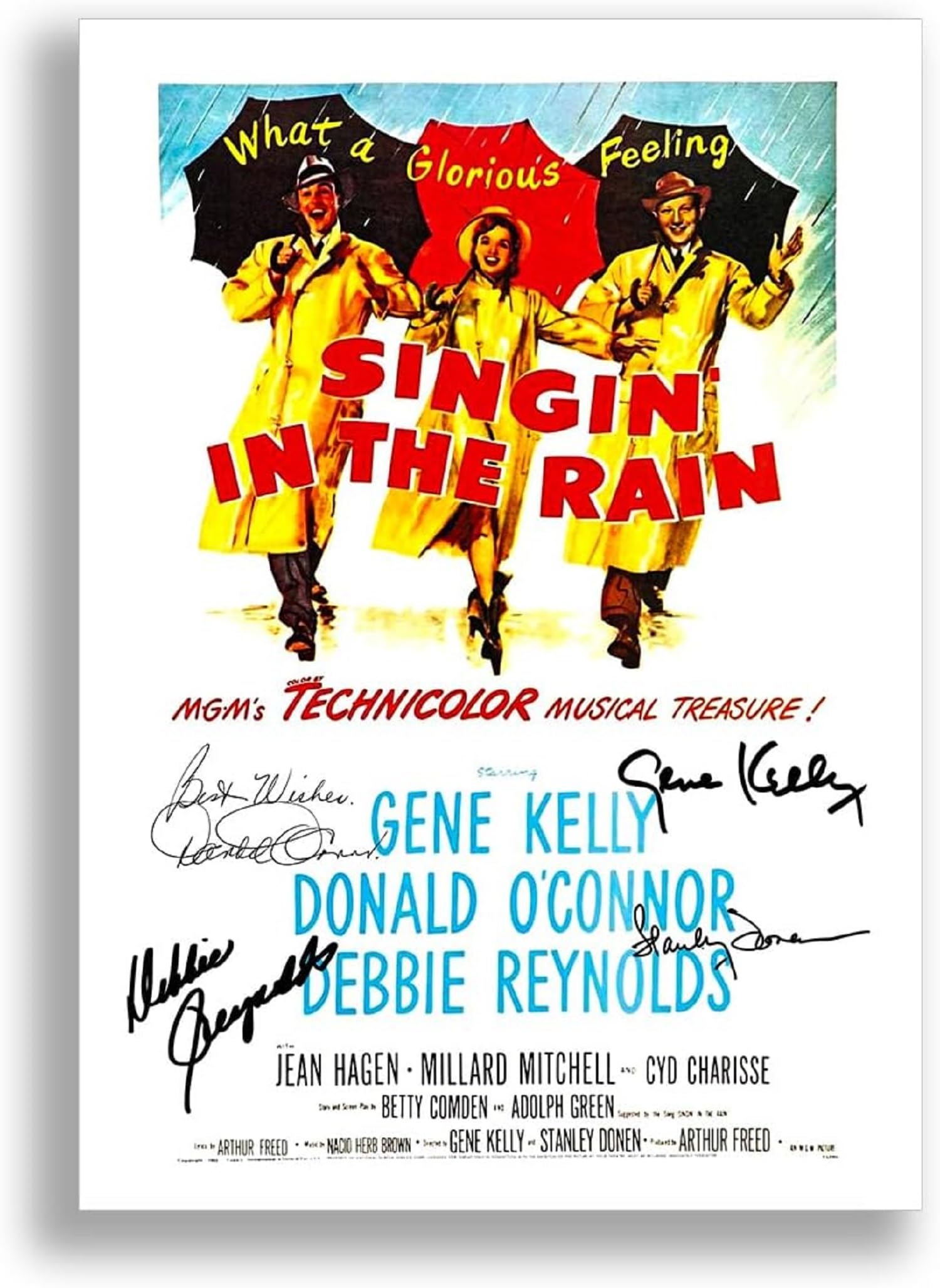 Mounted Gifts A3 Poster Only Singin' In The Rain Cast Signed A4 Poster Photo Print Framed Autograph Gift Movie Film Gene Kelly Donald O'connor Debbie Reynolds (A3 Poster Only)