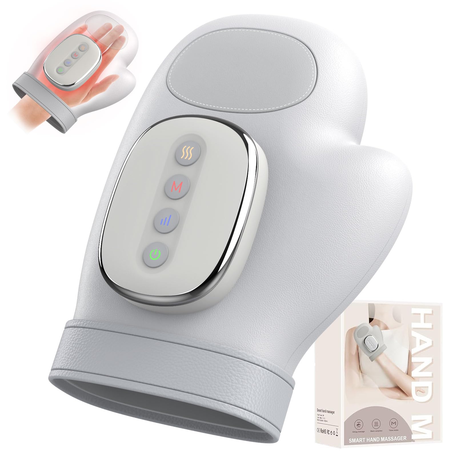 Photo 1 of BossKiss Cordless Hand Massager with Heat and Compression – Upgraded Electric Massage Glove for Arthritis & Carpal Tunnel Relief, 3 Modes, 5 Intensity & 3 Heat Therapy, Gift for Women Men (Gray)