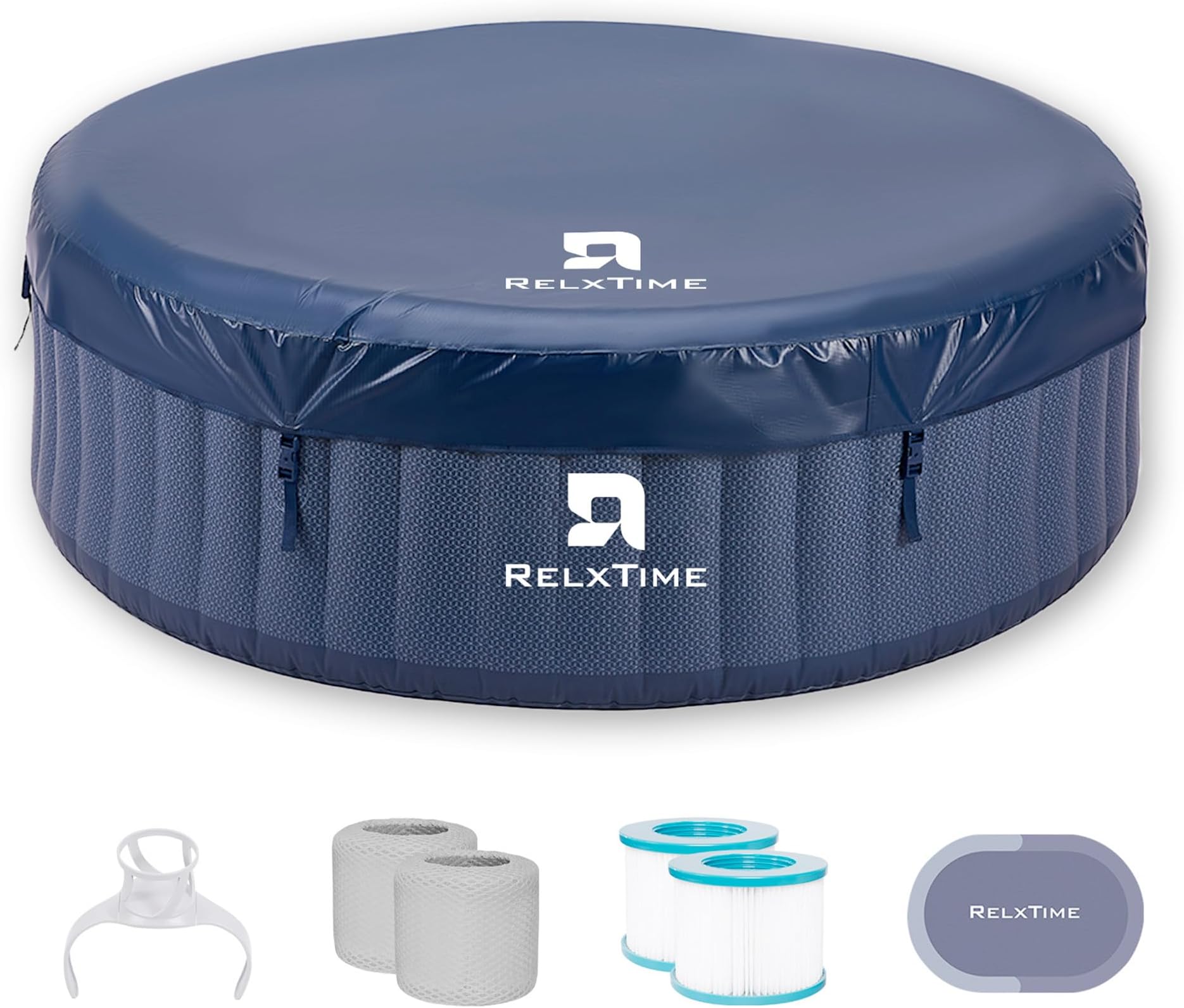 Inflatable Hot Tub, Portable Air Jet Spa Outdoor Heater Blow Up Hottub 4 to 6 Person with 130 Bubble Jets and Built in Heater Pump, Tub Cover, 4 Non-Slip Spa Seat, 2 Filter Cartridge