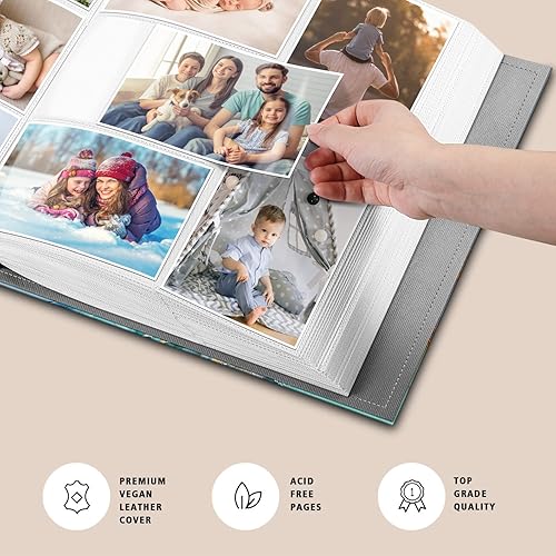 Miniatura 2 de Fintie Álbum de fotos de 4 x 6 pulgadas, 300 bolsillos, funda de cuero vegano de alta calidad para fotos familiares, bodas, aniversarios, bebés,