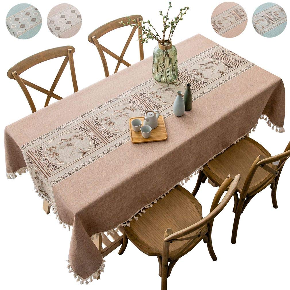Nappe lin broderie de 140x140 cm idéale pour repas au jardin et café