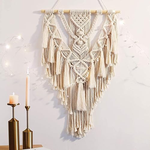 ANROYE Macrame Boho Wall Hanging Decor, Geometric Woven Tapestry Chic