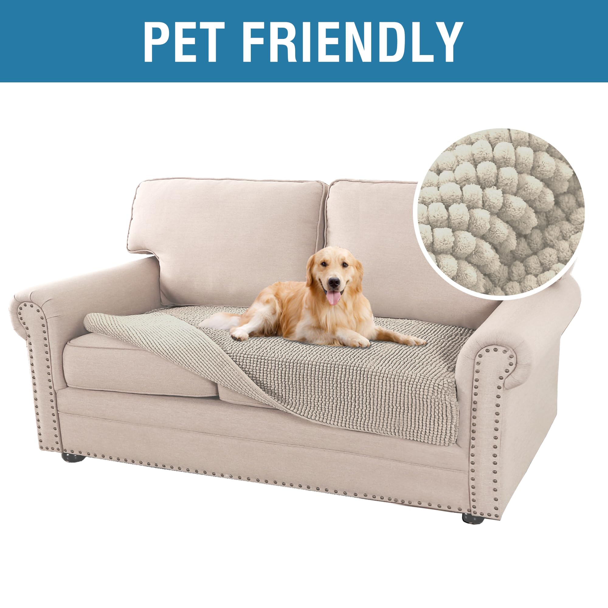 H.VERSAILTEX Plush Sofa Cover 2 Seater Chenille Dog Bed Cover Pet Couch Covers Sofa 2 Seat Sectional Couch Covers for Dog, Pet, Cat (35" x 62", Island Fossi)