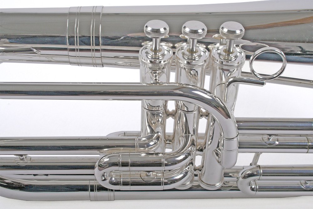 Marching Bariton in B, Basstrompete, versilbert, Edelstahl Ventile