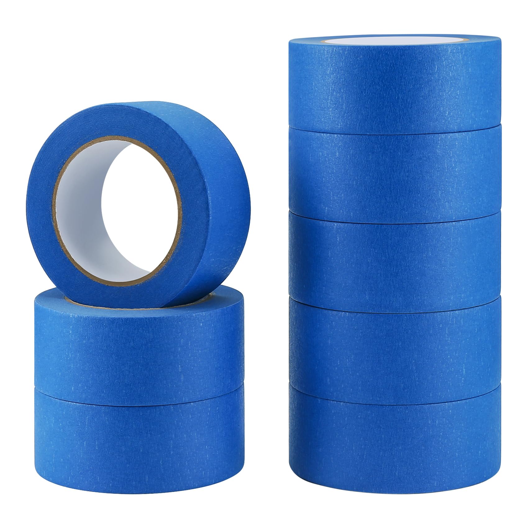 Nagoyuki 8 rollos de cinta de pintor, cinta adhesiva de 48 mm x 50 m para pintar, cinta de pintura ancha, cinta azul, resistente al calor, para tratamiento de bordes, separación de color y