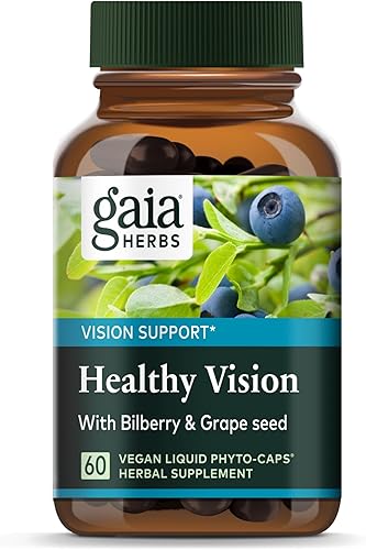 Gaia Herbs Healthy Vision - Suplemento de apoyo para la visión para ayudar a mantener la salud ocular - con arándano semillas de uva y luteína de