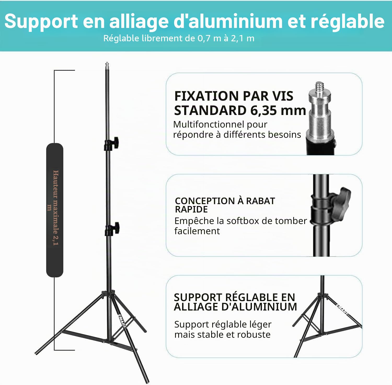 EMART Softbox 50 x 70 cm, Studio Photo et Éclairage à LED à Intensité Variable 85 W 3000-6000 K, Kit Soft Box pour Vidéo, Photographie, Portraits en Studio