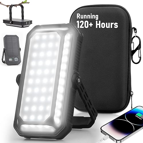 Linterna LED recargable para campamento, 10000 mAh, luces de campamento portátiles de hasta más de 120 horas, 12 modos de luz, regulable, pantalla
