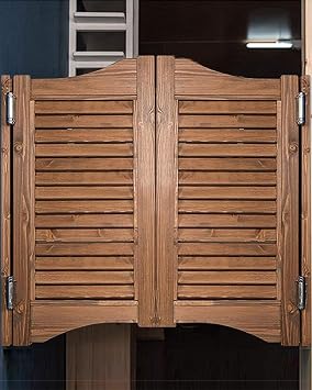 Swinging Door Cafe Door Indoor Solid Wood Saloon Door Solid Wood Cafe Swinging Doors, Retro Rustic Style Half Waist Doors for Emporium/Interior Doorway, Pre-Sanded Store Bar Entrance Fence Gate  Size